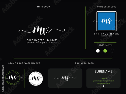 Calligraphy mv Modern Logo, Signature Classic mv Logo For Fashion Shop