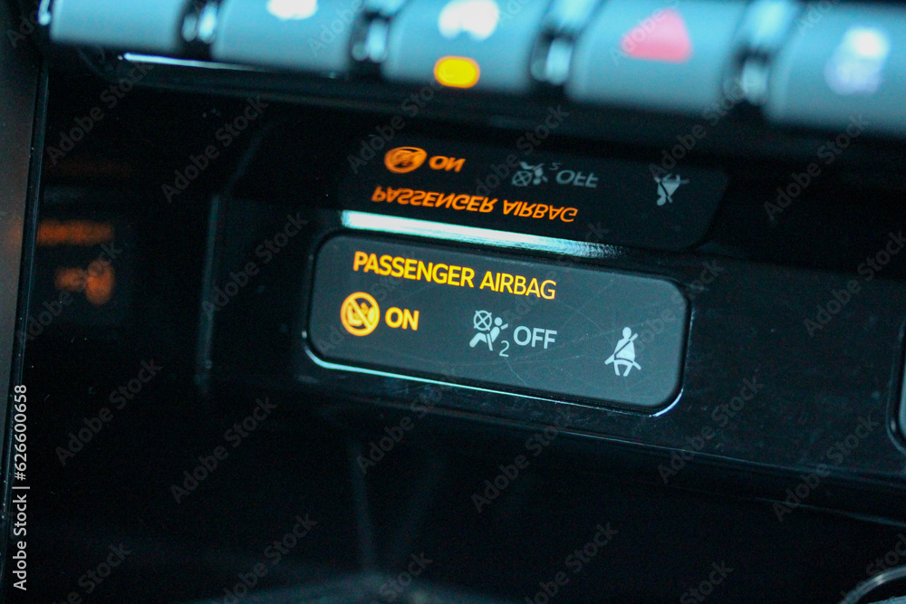 Abstract view of a new vehicle passenger airbag panel
