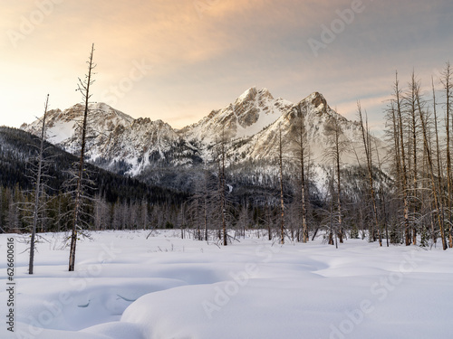 Sawtooth mountain of Idaho in winter photo