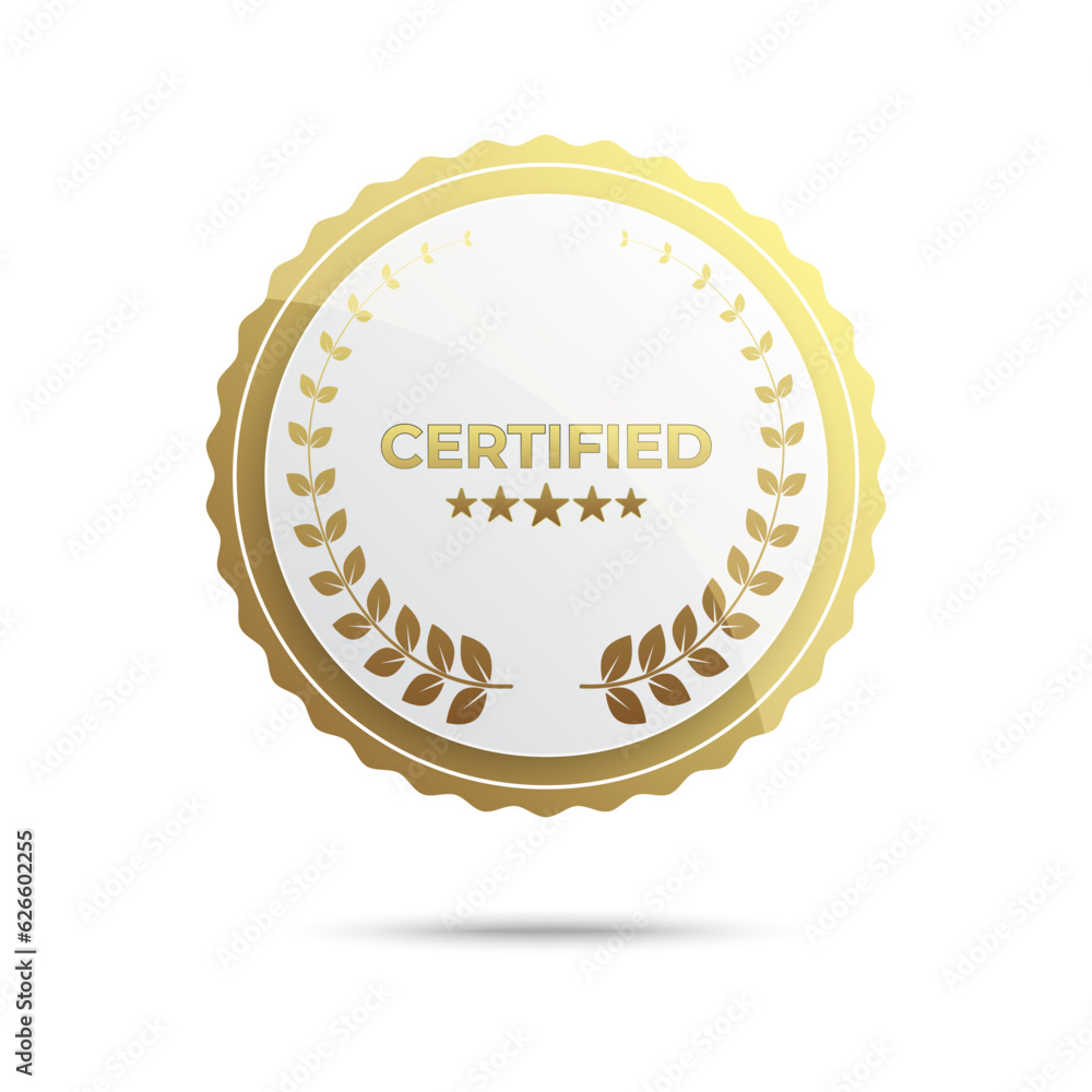 Badge check icon. Verify icon stamp. Certified badge for company or celebration. Vector illustration Badge check icon. Verify icon stamp. Certified badge for company or celebration. Vector illustration