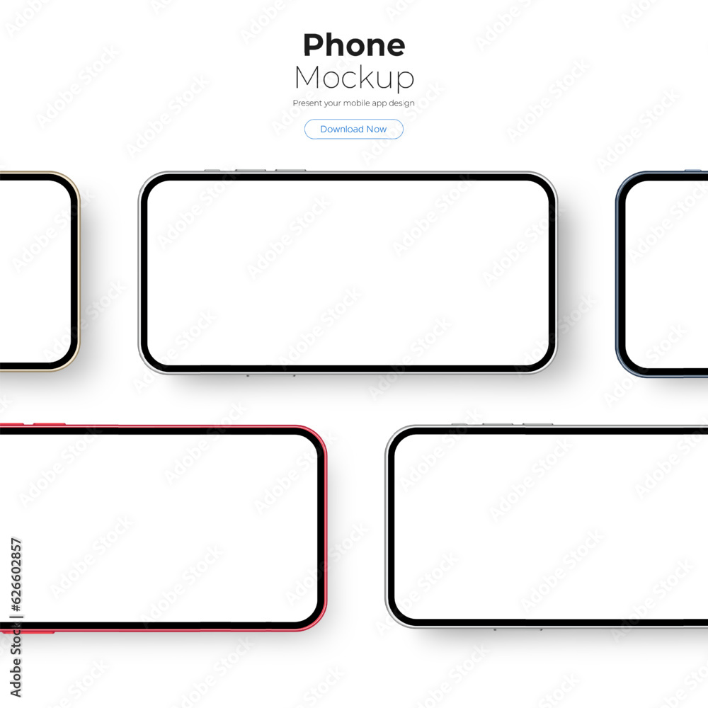 Smartphones Horizontal Mockups for Mobile App Design, Isolated on White Background. Vector Illustration Smartphones Horizontal Mockups for Mobile App Design, Isolated on White Background. Vector Illustration