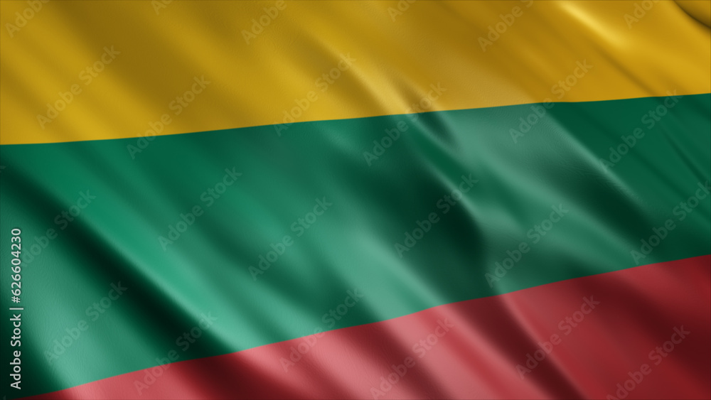 Lithuania National Flag, High Quality Waving Flag Image 
