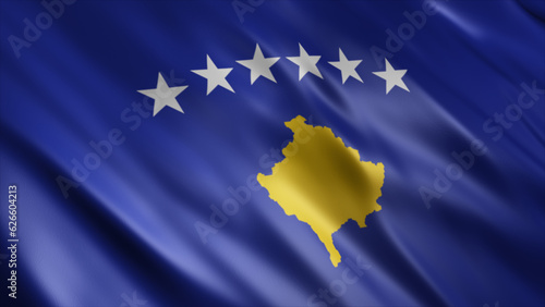 Kosovo National Flag, High Quality Waving Flag Image 