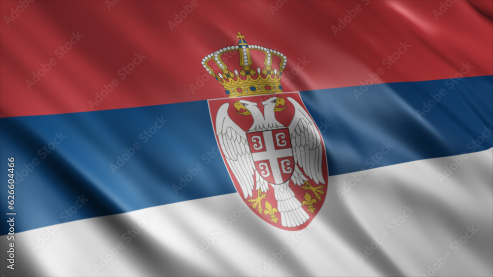 Serbia National Flag, High Quality Waving Flag Image 