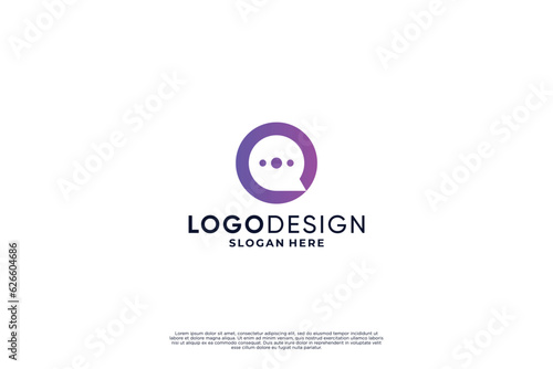 Communication logo design. Chat bubble dialogue and discussion logo.