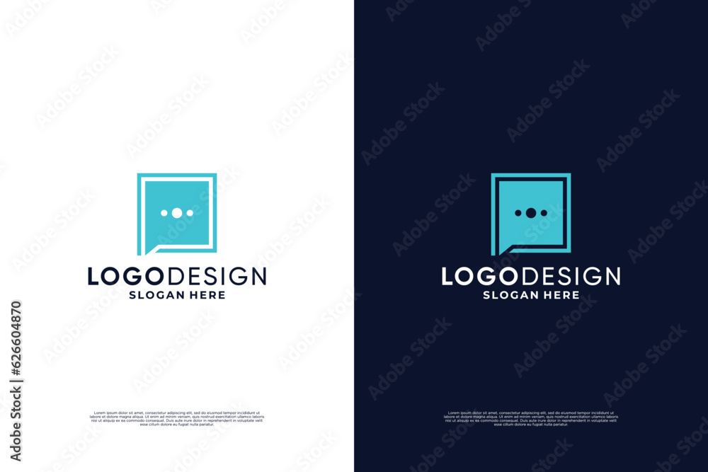 Communication logo design. Chat bubble dialogue and discussion logo. - obrazy, fototapety, plakaty 