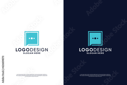 Communication logo design. Chat bubble dialogue and discussion logo.