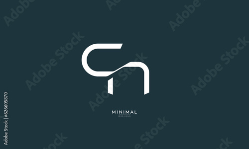Alphabet letter icon logo CN