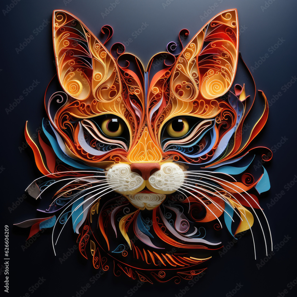 Immerse yourself in the enigmatic allure of AI-generated artistry with this captivating cat illustration, transcending the boundaries of traditional creativity.