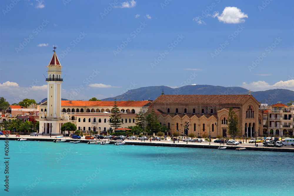 Zakynthos town, view of the capital of Zakynthos (or Zante), a beautiful island in Ionian Sea, Greece, and a popular touristic destination