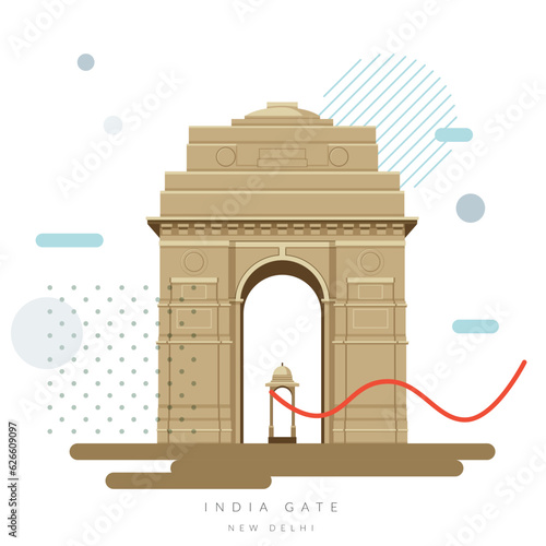 Historical Icon -  India Gate - A War Memorial , New Delhi - Icon Illustration