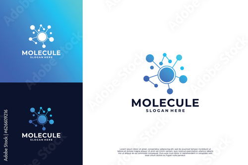 Nanotechnology logo design. Molecule connections, biotechnology logo.