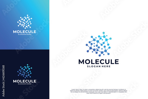 Nanotechnology logo. Atomic structure logotype. Abstract molecule logo.