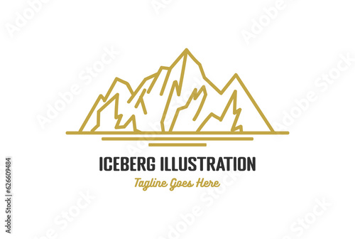 Floating Ice Snow Mountain or Iceberg Icon Illustration Vector