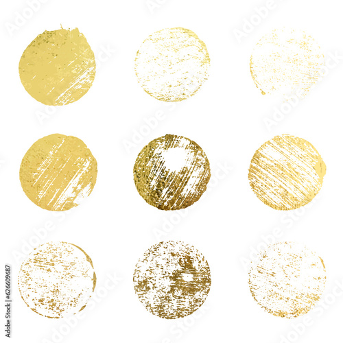 Set of gold rubber stamp. Luxury golden vintage border. Vector