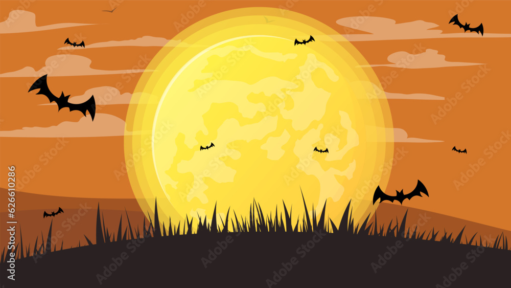 Halloween background in Halloween day for content online or web, banner and template , Flat cartoon flat style. illustration Vector EPS 10