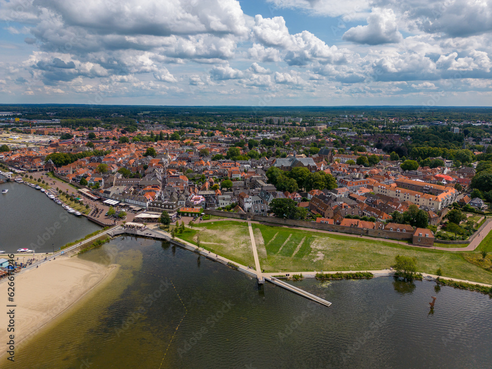 Obraz premium Aerial drone photo of the town Harderwijk in Gelderland, the Netherlands
