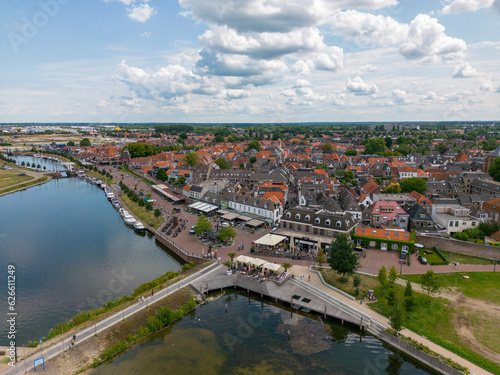 Aerial drone photo of the town Harderwijk in Gelderland  the Netherlands
