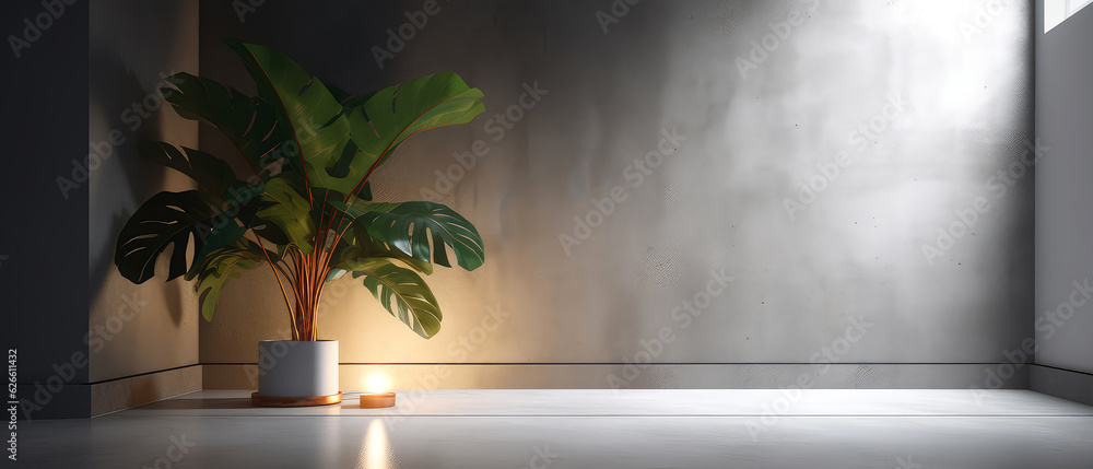 Loft contemporary interior mockup. Empty spacious apartment, room with ...