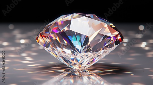 Diamond. Round Cut Diamond Isolated on a Dark Background. Background With a Copy Space. Brilliant. Made With Generative AI.