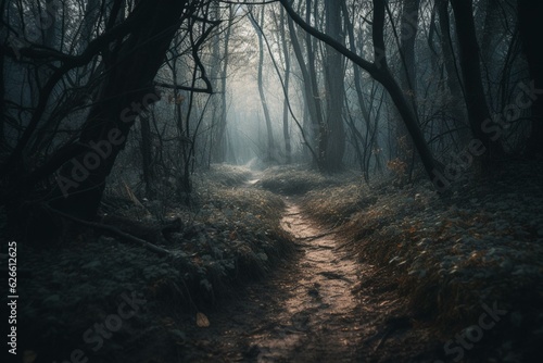 Foto Eerie woods inhabited by spirits and enchantresses, ideal for Halloween