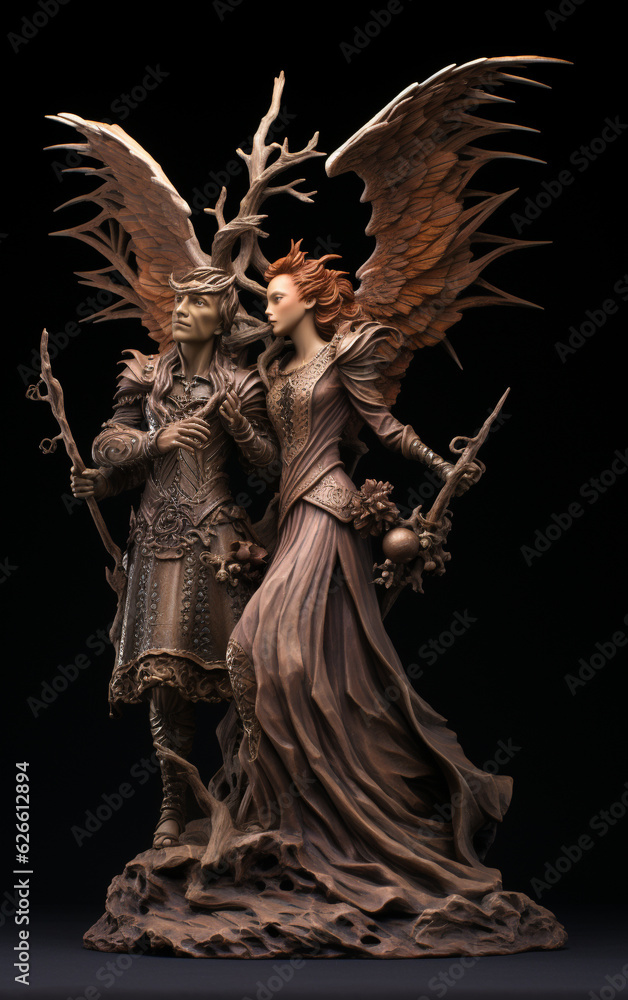 Fototapeta premium Enchanting Sculptures: The Magical World of Eva and Adan