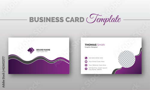 Modern & minimal business card with photo, simple clean design template, vector design, professional business card template, visiting card template. double sided business card design template