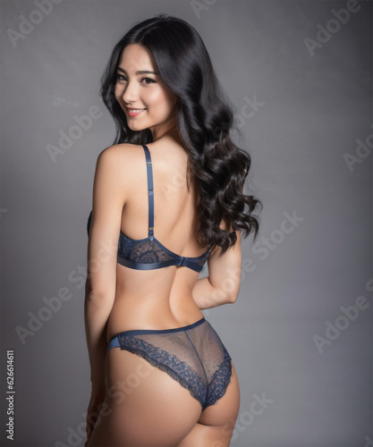 a young asian girl wearing sexy lingerie in the style of feminine body