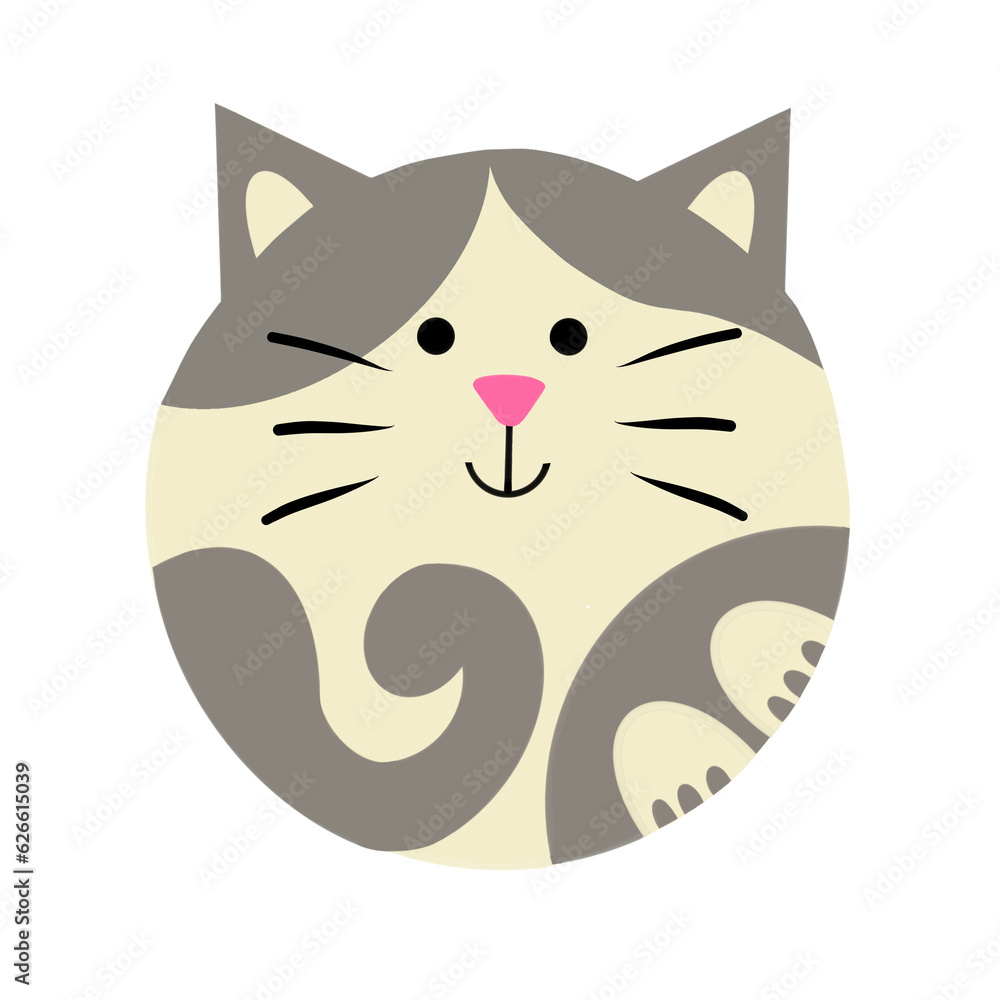 Cute creamy gray patterned cat face.