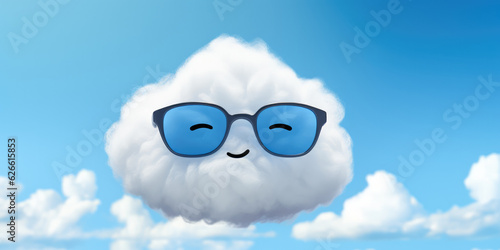 Cute cloud wearing sunglasses, generative ai