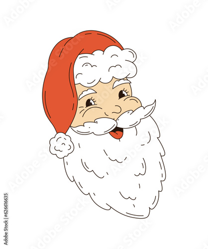 Cartoon Santa Claus. Retro illustration.