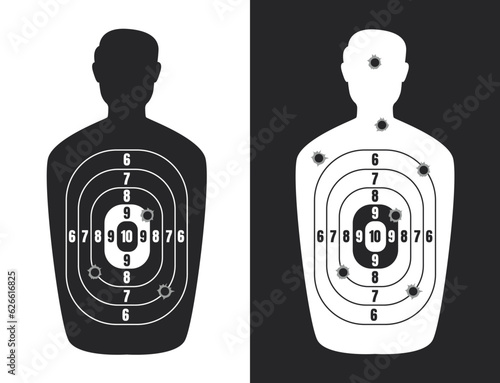 Target gun gunshot silhouette concept. Vector graphic design illustration
