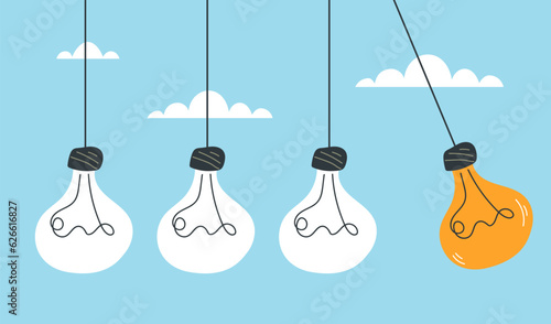 Business light bulb idea perpetual concept. Vector graphic design illustration