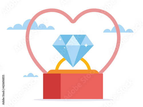 Wedding ring marriage love engagement jewelry abstract concept. Vector graphic design element illustration