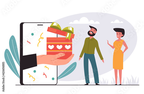 Internet online bonus retail gift concept. Vector graphic design illustration