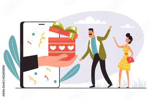 Internet online bonus retail gift concept. Vector graphic design illustration