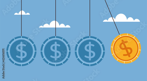 Interfere business chain reaction proactive abstract concept. Vector graphic design illustration