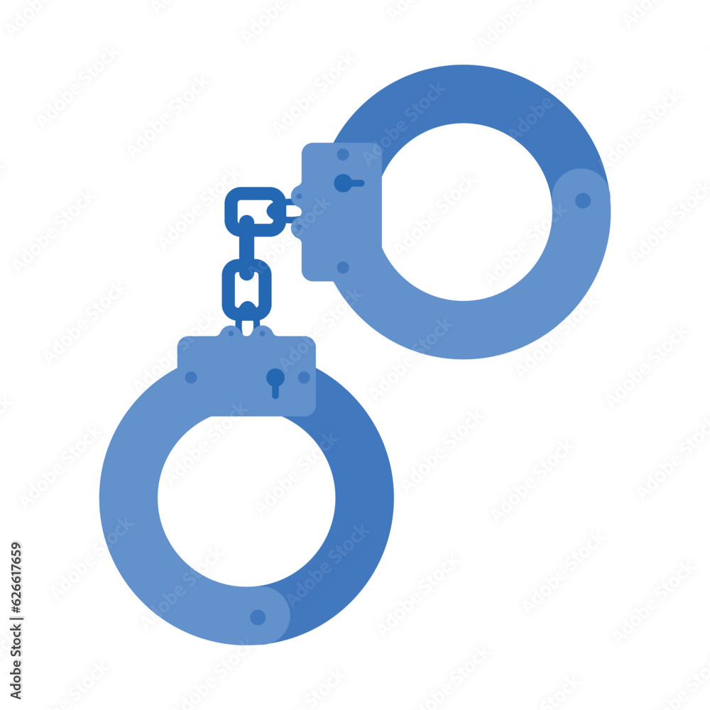 Handcuff icon. Set court and justice law icons. Services of a lawyer, attorney or notary. Law and protection of business interests in court. Flat vector isolated on white background