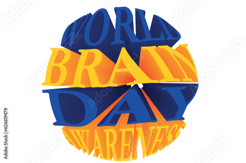 3D Text Design About World Brain Day Quotes