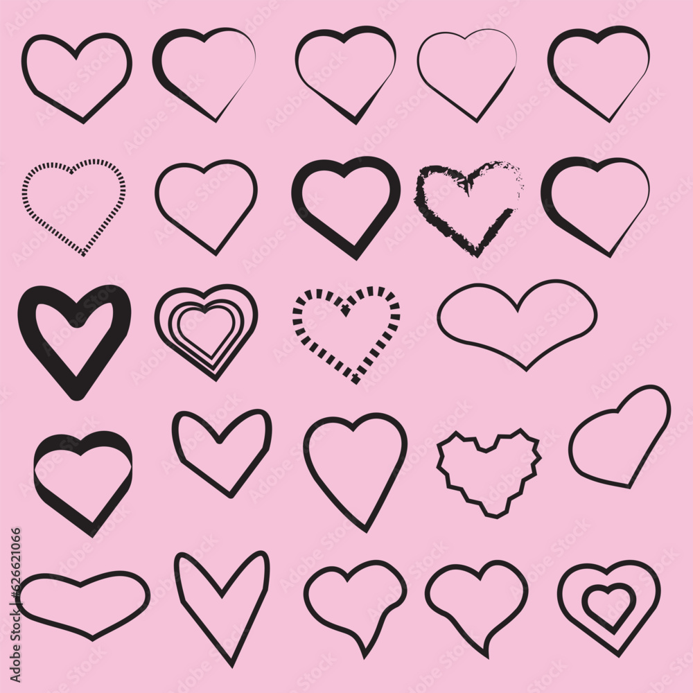 Hand drawn hearts. Design elements for Valentine's day Hand drawn hearts. Design elements for Valentine's day