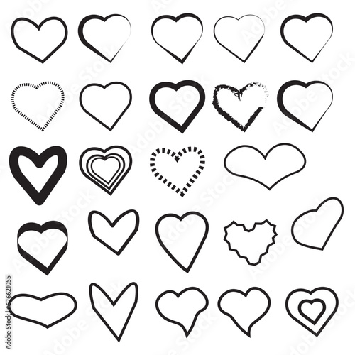 Hand drawn hearts. Design elements for Valentine's day