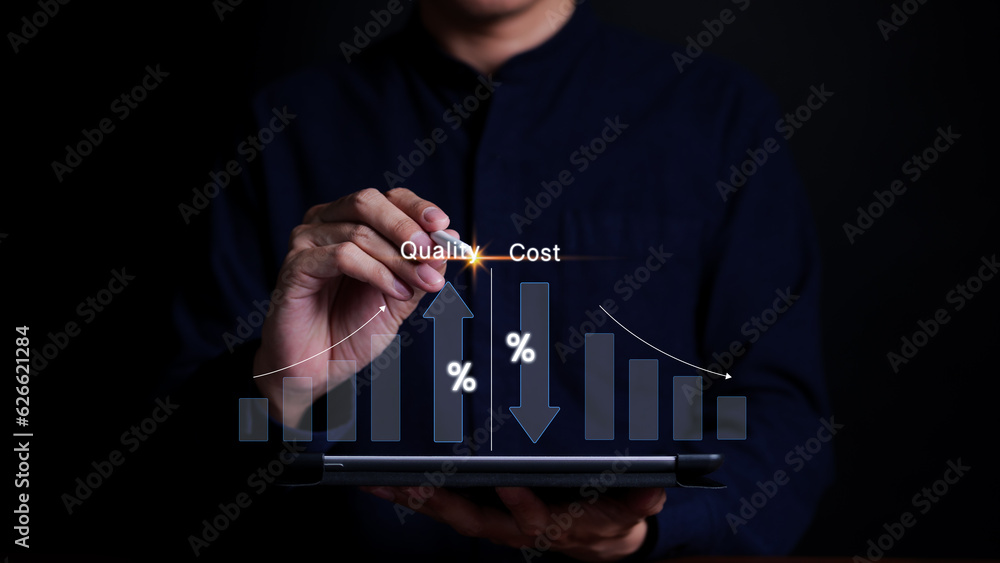 © Supatman - Quality and cost optimization for products or services to improve customer satisfaction and enhance company performance. Successful corporate strategy and management. Efficiency business goals.