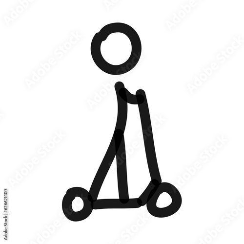 stick figure riding a scooter doodle art