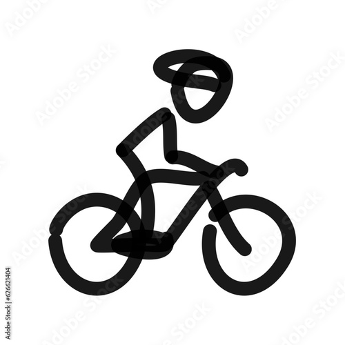 cyclist with helmet simple drawing line art
