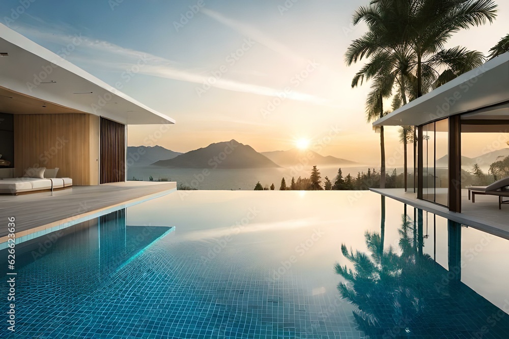 swimming pool generative by AI technology swimming pool generative by AI technology