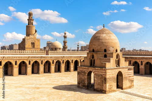 Mosque of Ibn Tulun main view, famous landmark of Cairo, Egypt
