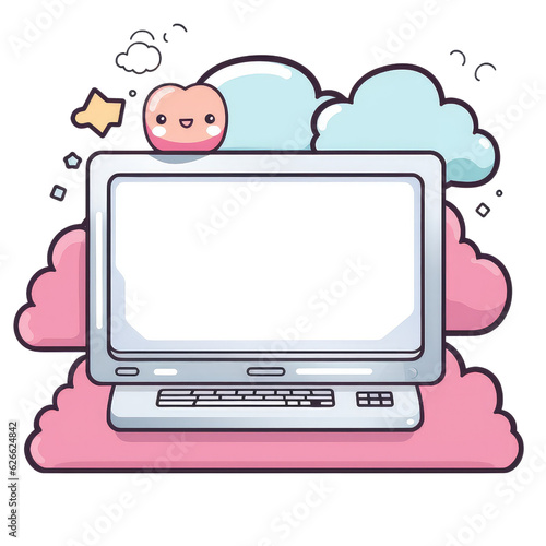 Computer cute laptop kawaii anime cartoon colorful