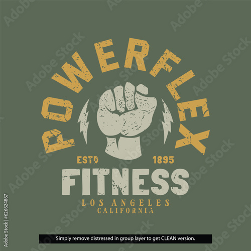 Powerflex Vintage Distressed Clean Grunge Gym Fitness Lockup Type Badge Logo