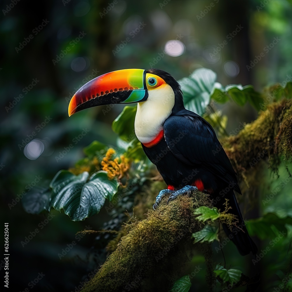 Wildlife photography of a toucan in the forest Wildlife photography of a toucan in the forest