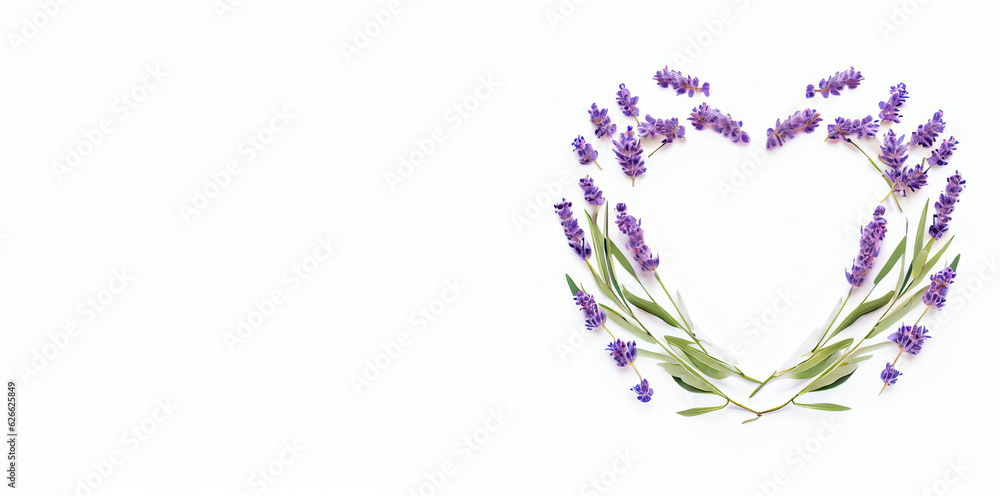 Generative AI Lavender Symphony: Love-Formed Heart, White Background Generative AI Lavender Symphony: Love-Formed Heart, White Background